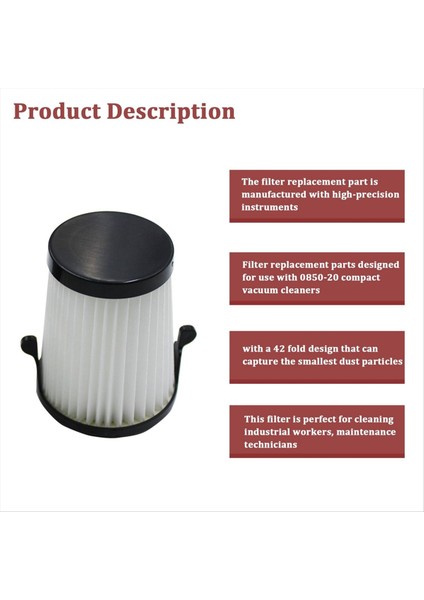 Değiştirme 49-90-1950 Vakum Hepa Filtresi 0850-20 Kablosuz Kuru Vakuma Uyar (2 Pc) (Yurt Dışından) modelleri