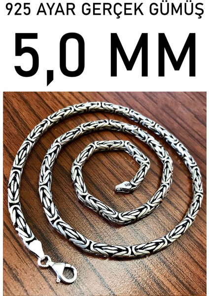 925 Ayar Gümüş Erkek Kolye Zincir Yuvarlak Kral Model msn18y