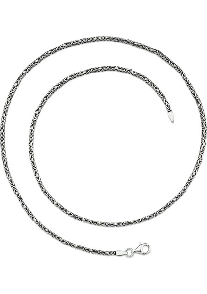 925 Ayar Gümüş Erkek Kolye Zincir Yuvarlak Kral Model 2,5mm msn18y modelleri