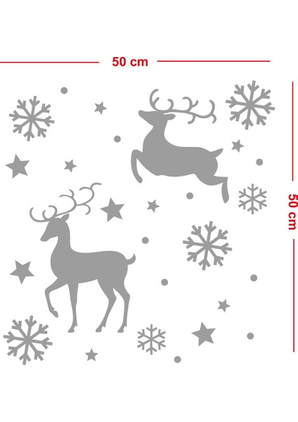 Yılbaşı Süslemeleri Geyik Yıldız Kar Tanesi Vitrin Düzenlemesi - Beyaz modelleri