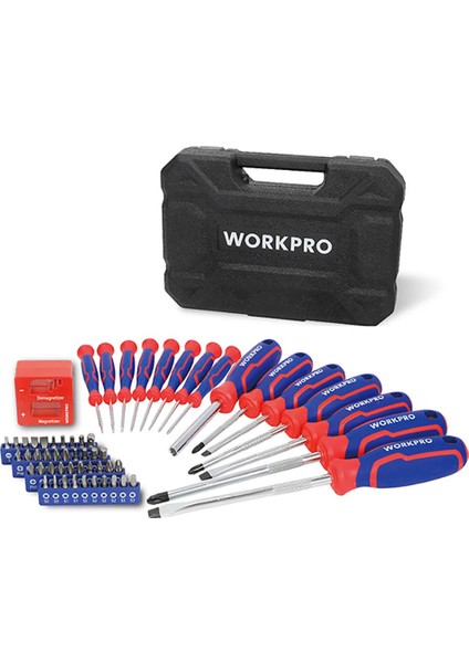 WP200518 56 Parça Cr-V Manyetik Profesyonel Tornavida & Bits Uç Seti