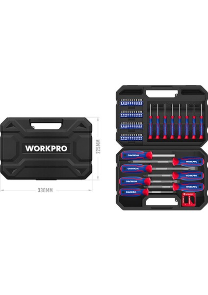 WP200518 56 Parça Cr-V Manyetik Profesyonel Tornavida & Bits Uç Seti modelleri