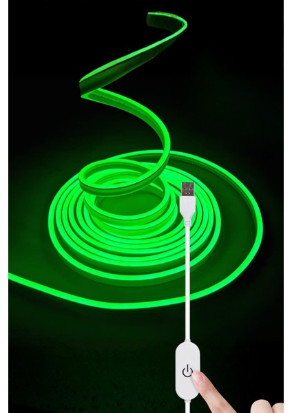 5V USB Neon LED Şerit 5 Metre Yeşil | Silikonlu Su Geçirmez Esnek Aydınlatma fırsatları