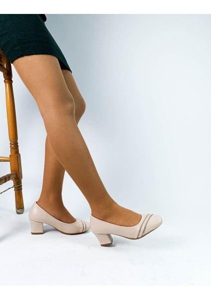 Ten Renk Fincan Kısa Kalın Topuk Anne Topuklu Ayakkabı fırsatları