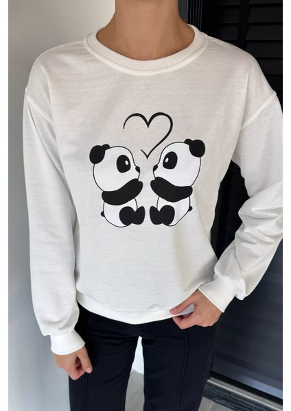 Kadın Bisiklet Yaka Ön Baskılı Sweatshirt P-00018832 modelleri