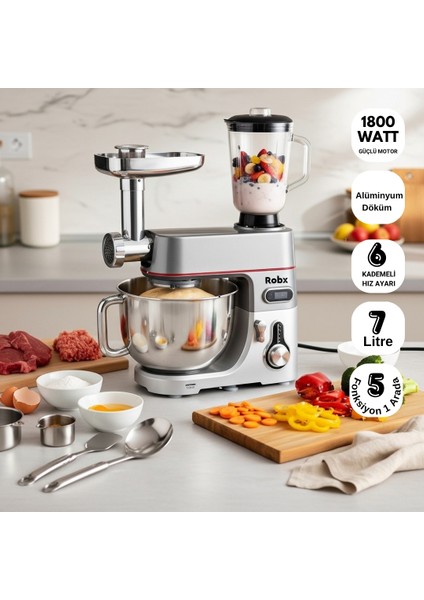 SR50 Döküm Gövde 7 Litre Içli Köfte Hamur Yoğurma Kıyma Çekme Erişte Blender Çıpıcı mixer Set fiyatları