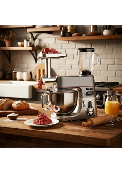 SR50 Döküm Gövde 7 Litre Içli Köfte Hamur Yoğurma Kıyma Çekme Erişte Blender Çıpıcı mixer Set modelleri