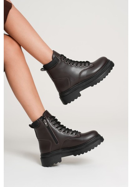 Fiora Özel Tasarım Kadın Kışlık Kalın Tabanlı Acı Kahve Bot fiyatları