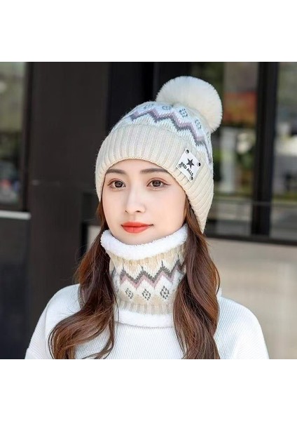 Tianzerun, Sonbahar-Kış Mevsimi Için Kore Tarzı Model Kulak Koruyan Örgü Atkı Şapka, Kadınlar Için Kalın Döşeli, Kürklü, Soğuktan Koruyan ve Isıtıcı, Kış Bisikleti Için (Yurt Dışından)