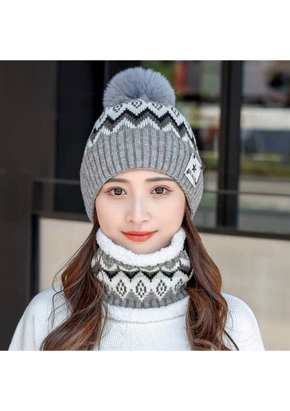 Tianzerun, Sonbahar-Kış Mevsimi Için Kore Tarzı Model Kulak Koruyan Örgü Atkı Şapka, Kadınlar Için Kalın Döşeli, Kürklü, Soğuktan Koruyan ve Isıtıcı, Kış Bisikleti Için (Yurt Dışından)