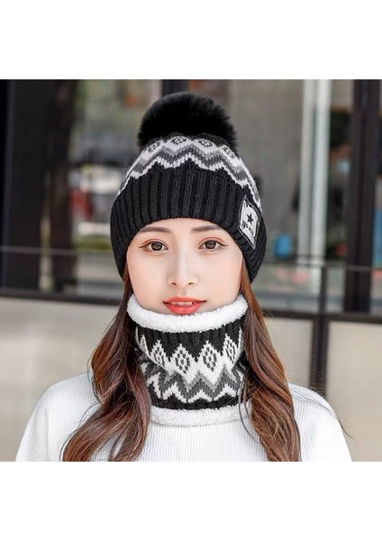 Tianzerun, Sonbahar-Kış Mevsimi Için Kore Tarzı Model Kulak Koruyan Örgü Atkı Şapka, Kadınlar Için Kalın Döşeli, Kürklü, Soğuktan Koruyan ve Isıtıcı, Kış Bisikleti Için (Yurt Dışından)