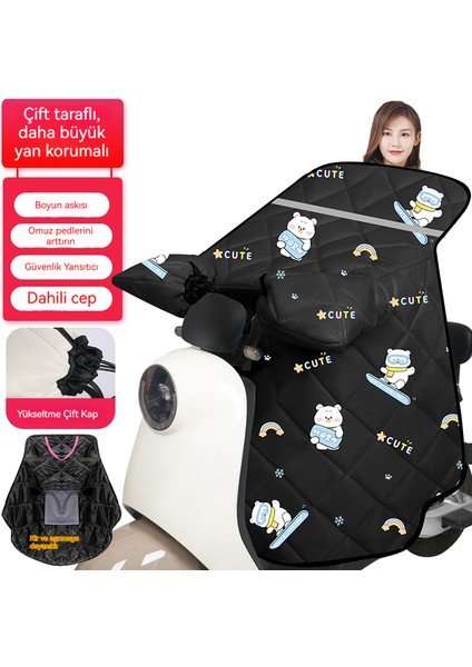 Elektrikli Bisiklet/motosiklet Rüzgarlık, Kışlık Kadife Kaplamalı, Kalın, Rüzgar Geçirmez, Isıtıcı, Gece Görüşlü Elektrikli Motosiklet Rüzgarlığı (Yurt Dışından)