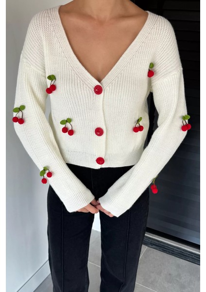 Kiraz Aksesuarlı Kadın Triko Hırka ( S,m,l Uyumludur) P-00018839 modelleri