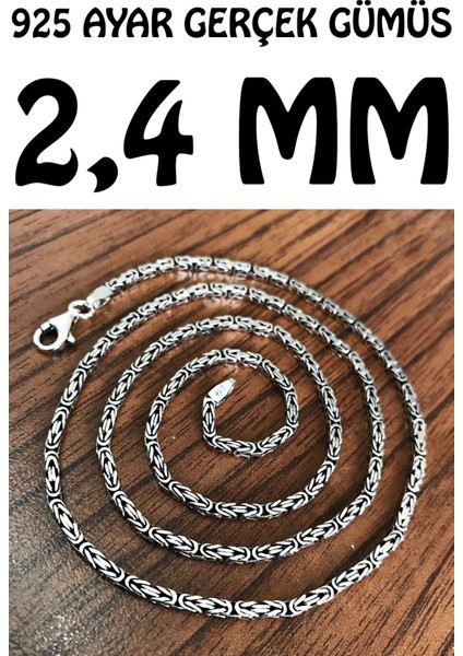 925 Ayar Gümüş Kare Kral Model Erkek Kolye Zincir msn18k