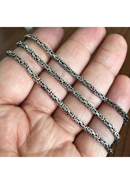 925 Ayar Gümüş Kare Kral Model Erkek Kolye Zincir msn18k fiyatları