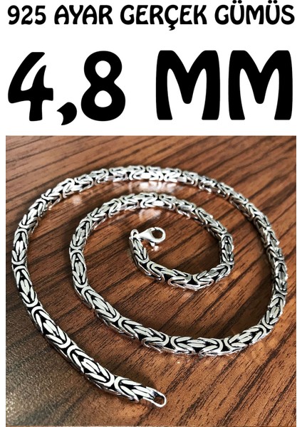 925 Ayar Gümüş Kare Kral Model Erkek Kolye Zincir msn18k