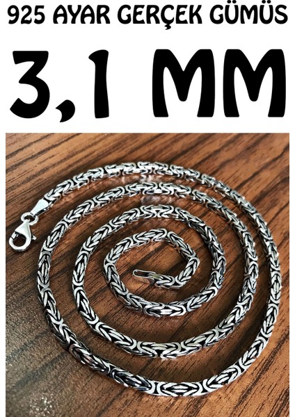 925 Ayar Gümüş Kare Kral Model Erkek Kolye Zincir msn18k