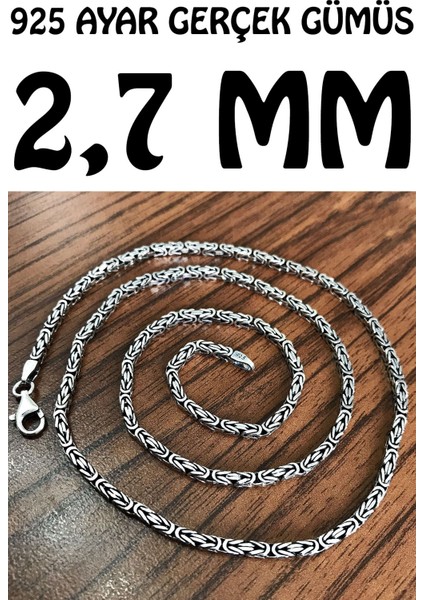 925 Ayar Gümüş Kare Kral Model Erkek Kolye Zincir msn18k