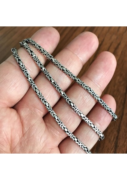 925 Ayar Gümüş Kare Kral Model Erkek Kolye Zincir msn18k fiyatları