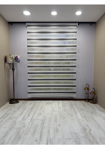 Geniş Piliseli Zebra Stor Perde - Siyah Gri Beyaz Renk Geçişli