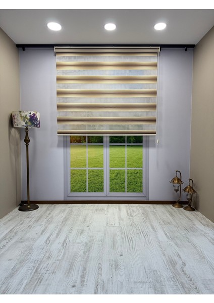 Geniş Piliseli Zebra Stor Perde - Bej Krem Kahverengi Renk Geçişli modelleri