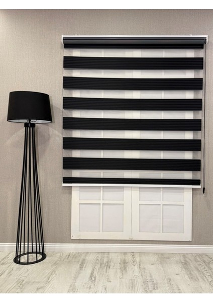 Donatti Zebra Stor Geniş Plise Güneşlik Perde Siyah