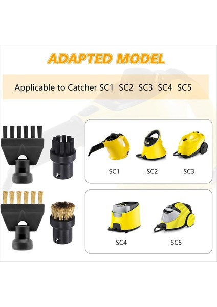 Karcher Sc1 Sc2 Sc4 Sc5 Için Steam Temizleyici Aksesuarları Fırça Ek Seti Yuvarlak Fırça Setleri Düz Fırça Başlıkları Içerir (Yurt Dışından) indirimleri