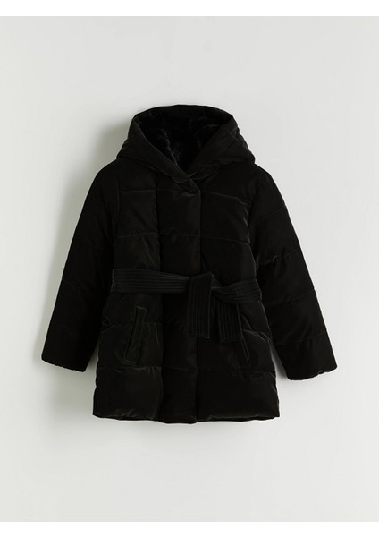 Lcw Kids Siyah Kapüşonlu Kız Çocuk Kaban