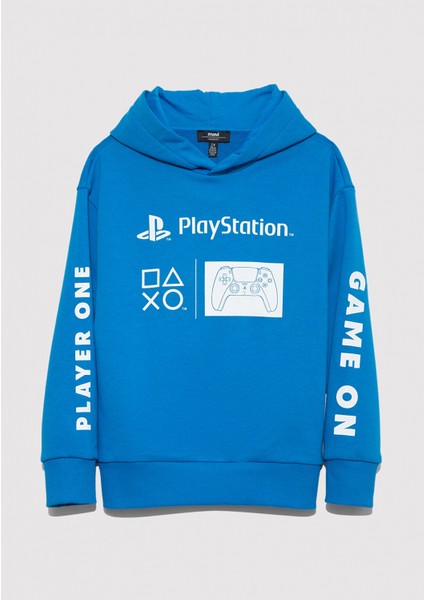 6S10131-70772 Playstation Baskılı Kapüşonlu Mavi Sweatshirt​ fırsatları