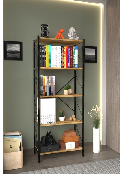 Metal Kitaplık 5 Raflı Kitaplık Dosya Kitap Rafı Ofis Ev Rafı Kitap Raf Ceviz indirimleri