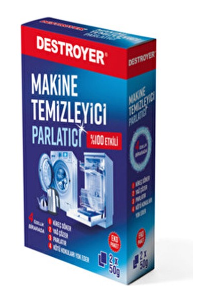 Makina Temizleyici Kireç ve Yağ Giderici Etkili 2X50 gr Parlatıcı Özellikli fiyatları