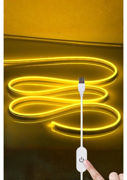 5V USB Neon LED Şerit 5 Metre Amber | Silikonlu Su Geçirmez Esnek Aydınlatma