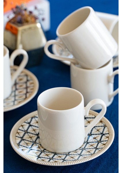 Beste 4 Parça 2 Kişilik Porselen Kahve Fincan Takımı