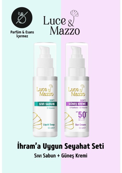 Kokusuz Ihrama Uygun Seyahat Seti Güneş Kremi, Sıvı Sabun