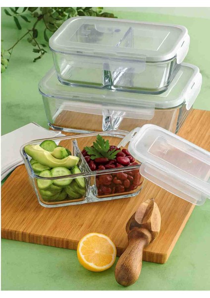 Fresco 3" Lü Saklama Kabı (2bölmeli Cam) Nobleev