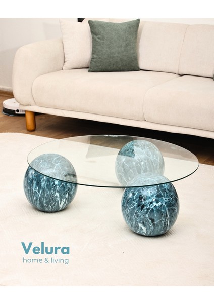 Modern Orta Sehpa & Küre Sehpa & Top Sehpa & Şeffaf Yuvarlak Cam & Ocean