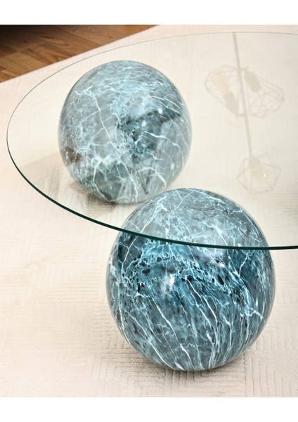 Modern Orta Sehpa & Küre Sehpa & Top Sehpa & Şeffaf Yuvarlak Cam & Ocean indirimleri