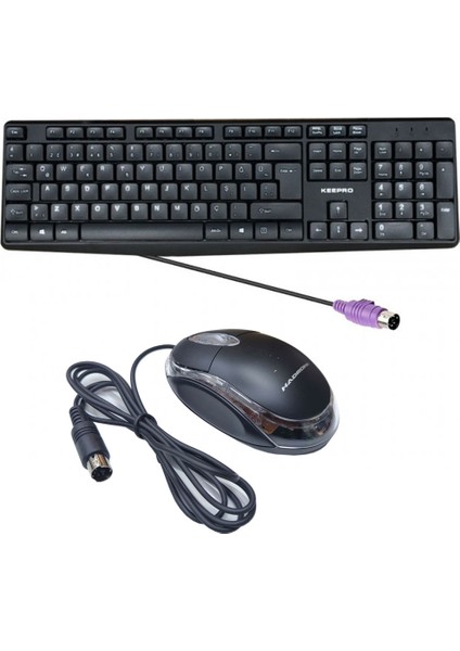 Ps2 Girişli Klavye Mouse Set Eski Yuvarlak Tip Ps2 Mouse Klavye Seti