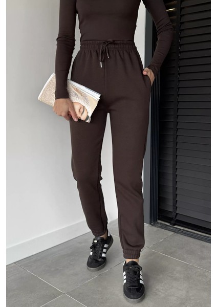 Kadın Bel ve Paça Lastikli Şardonlu Eşofman Altı P-00018625