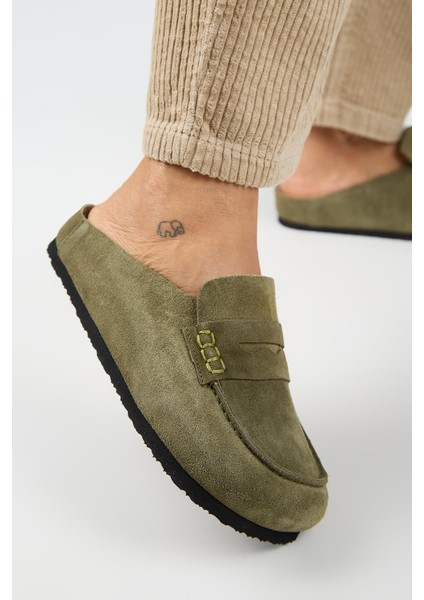 Ziva 2 Kadın Hakiki Deri Loafer Sabo Haki Terlik fırsatları