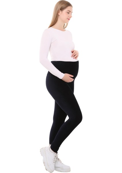 Beli Ayarlanabilir Kışlık Kadife Hamile Tayt %50 Pamuk %50 Polyester Lacivert fiyatları