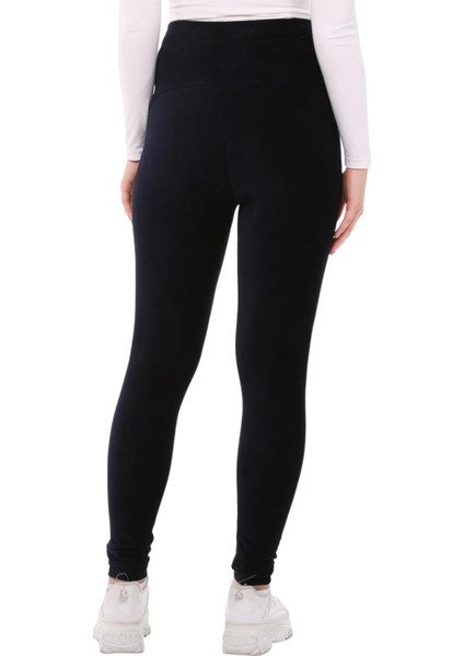 Beli Ayarlanabilir Kışlık Kadife Hamile Tayt %50 Pamuk %50 Polyester Lacivert fırsatları