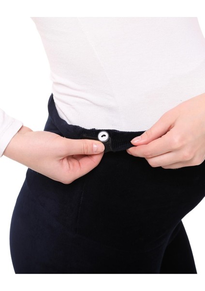 Beli Ayarlanabilir Kışlık Kadife Hamile Tayt %50 Pamuk %50 Polyester Lacivert indirimleri