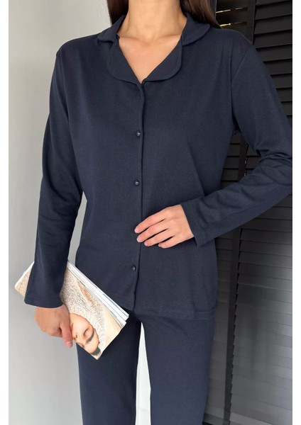 Kadın Ön Düğmeli Uzun Kol Pijama Takımı P-00018717 modelleri