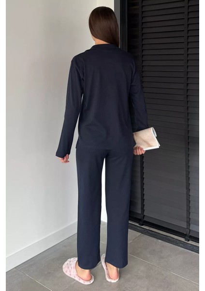 Kadın Ön Düğmeli Uzun Kol Pijama Takımı P-00018717 fırsatları
