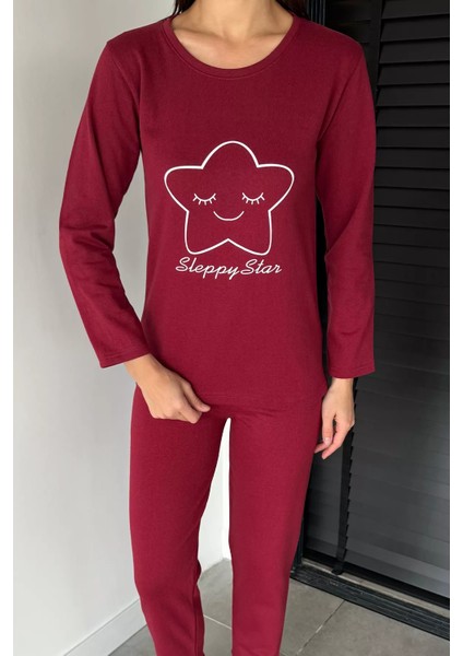 Kadın Bisiklet Yaka Baskılı Uzun Kol Pijama Takımı P-00018715 fiyatları