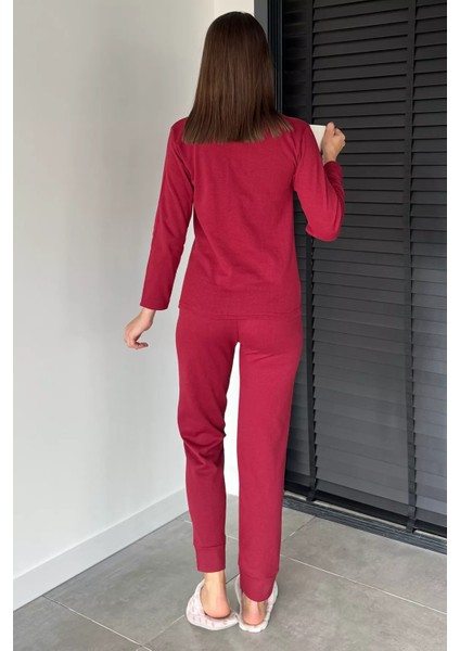 Kadın Baskılı Uzun Kol Bisiklet Yaka Pijama Takımı P-00018716 fırsatları