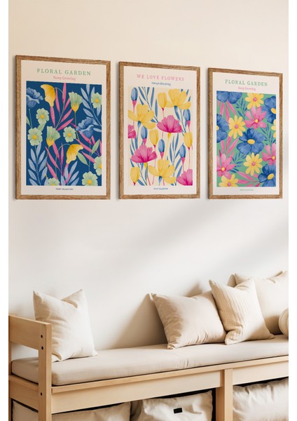 3 Parça Doğanın Güzellikleri Temalı Ahşap Çerçeve Görünümlü Mdf Tablo Seti fiyatları