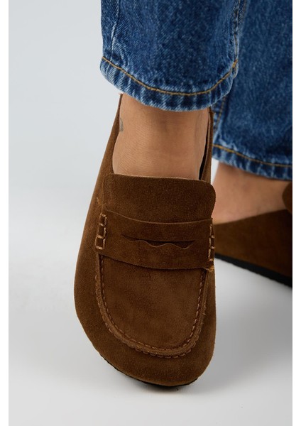 Ziva 2 Kadın Hakiki Deri Loafer Sabo Taba Terlik fırsatları