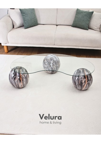 Modern Orta Sehpa & Top Sehpa Cam Sehpa & Küre Orta Sehpa - Dune - Fasulye - Şeffaf Cam fiyatları